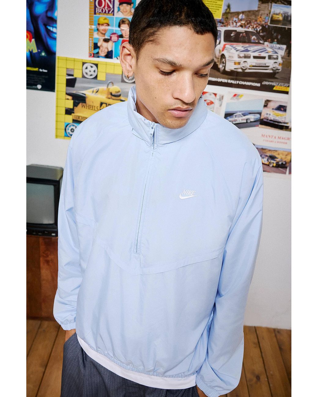 Nike White Hydrogen Blue Lightweight Half-zip Track Jacket for men