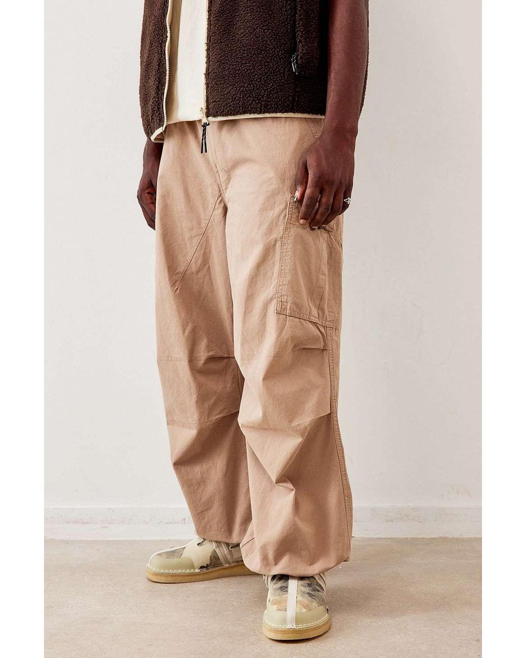 Jaded London Men's Brown Clay Parachute Cargo Trousers