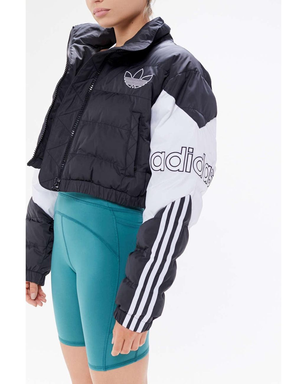 adidas Synthetic Uo Exclusive Cropped Puffer Jacket in Blue | Lyst