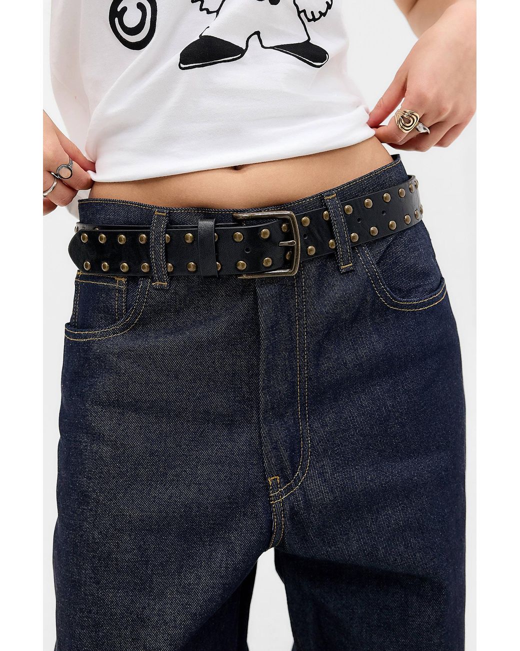Urban Outfitters Blue Uo Faux Leather Studded Belt