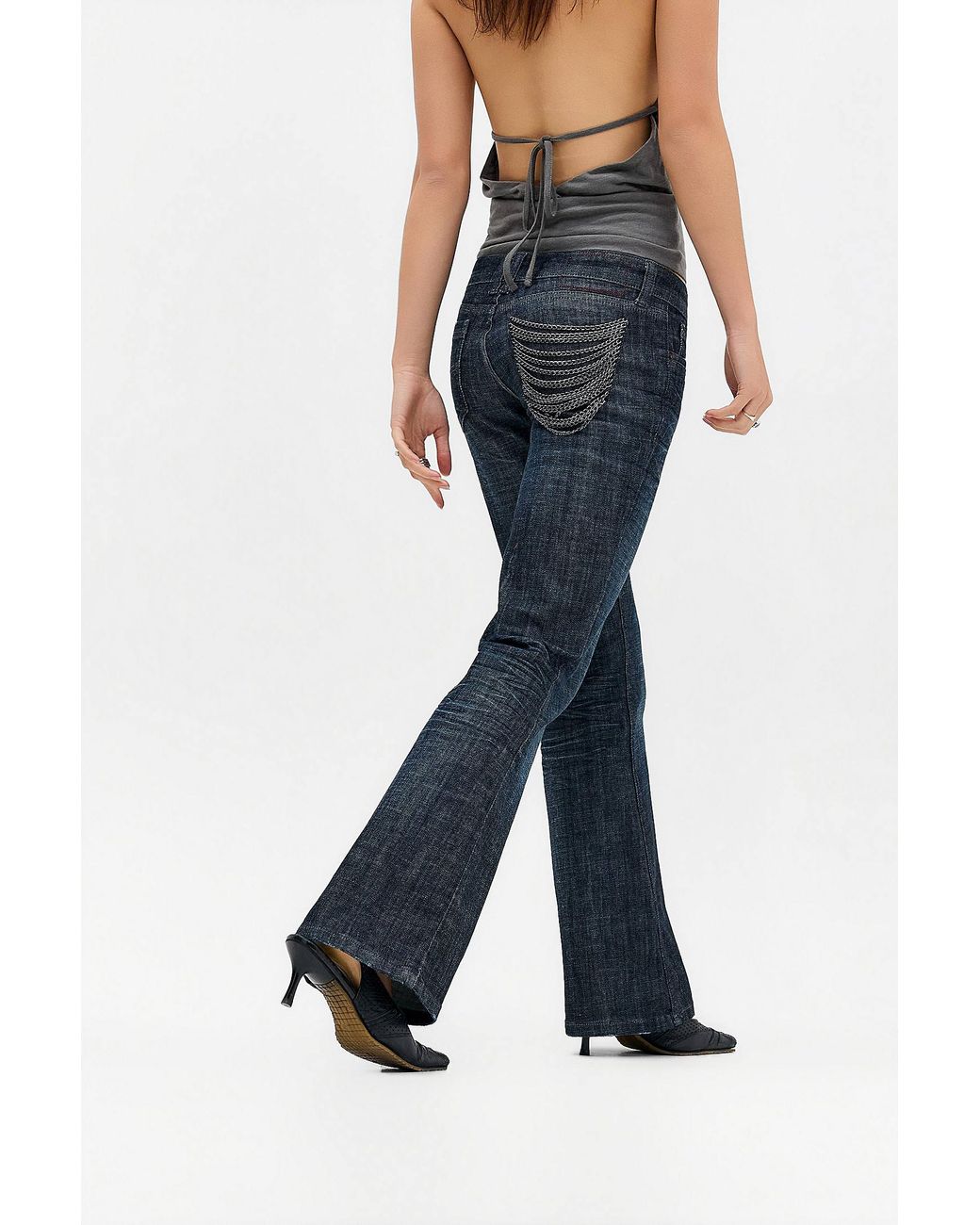BDG Blue Miko Chain Low Rise Flare Bootcut Jeans