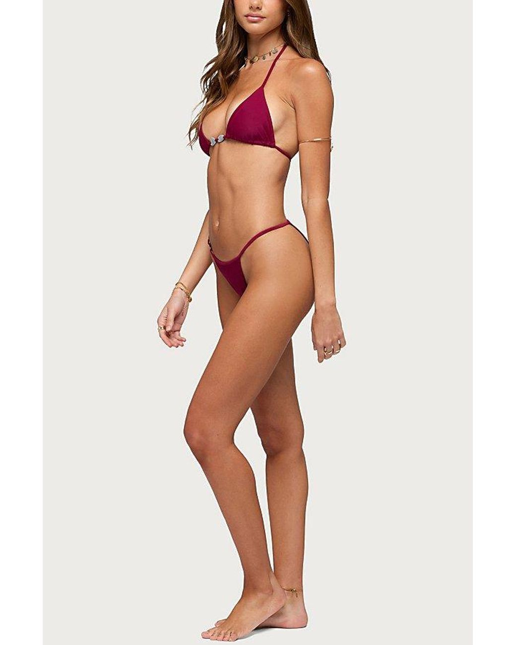 Edikted Pink Evana Bead String Bikini Bottom
