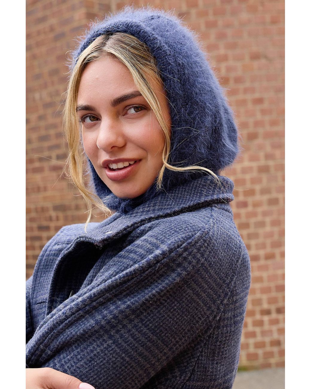 Urban Outfitters Blue Uo Clover Knit Hood