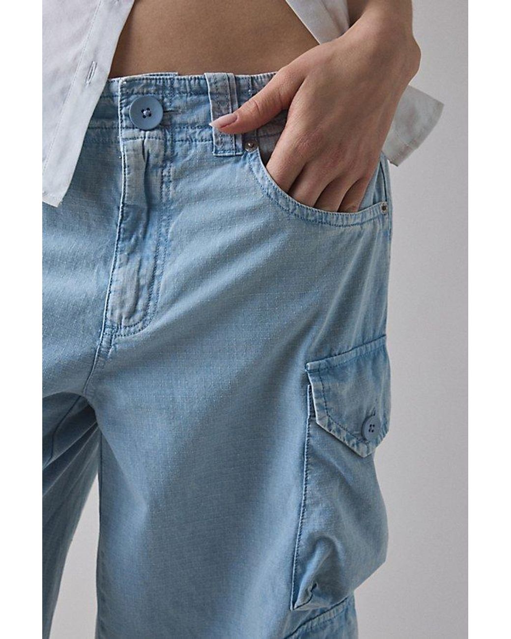 BDG Blue Omaha Mid-Rise Baggy Utility Jort