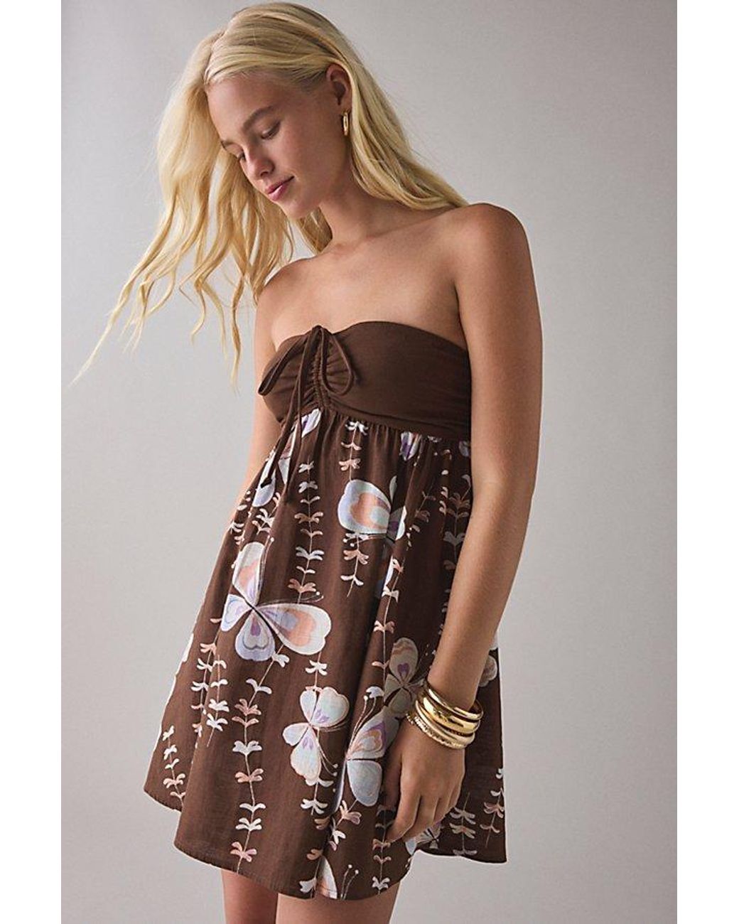 Kimchi Blue Pia Convertible Tie Bandeau Babydoll Mini Dress | Lyst Canada
