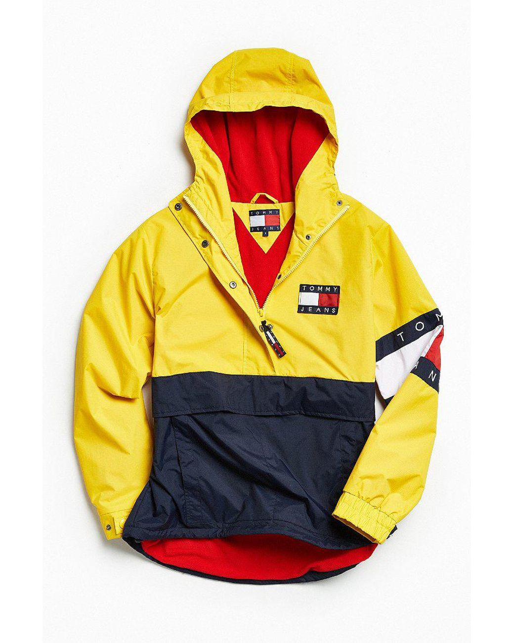 Tommy Hilfiger Colorblocked Pullover Windbreaker Jacket in Yellow Men |