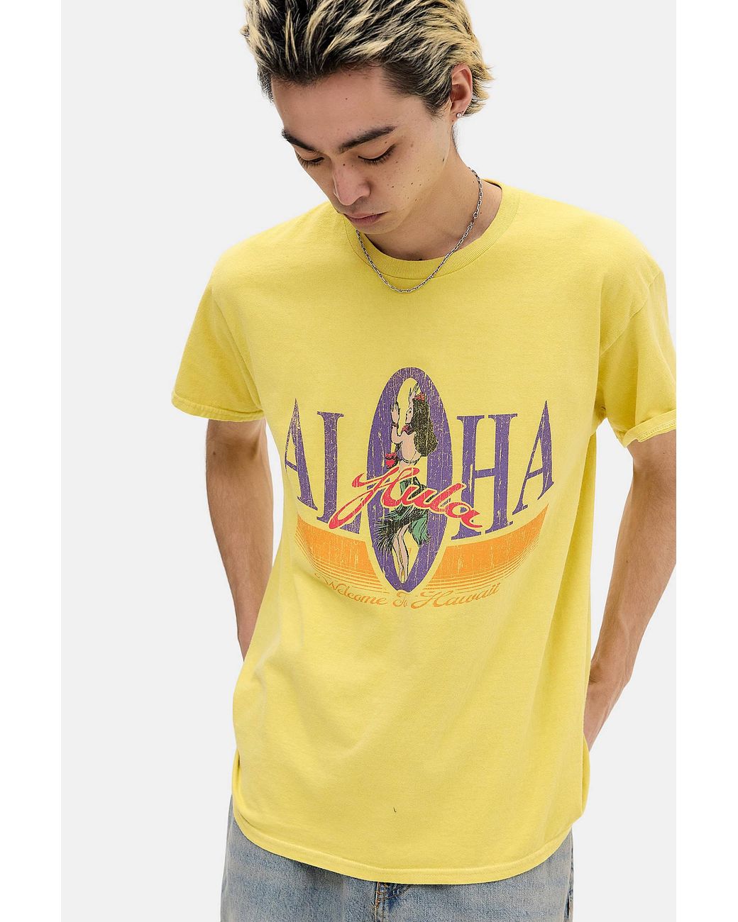 Urban Outfitters Uo Yellow Aloha Graphic Tee for men