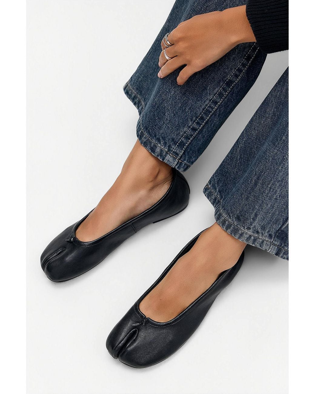 Steve Madden Blue Black Cipher Split Toe Leather Shoes
