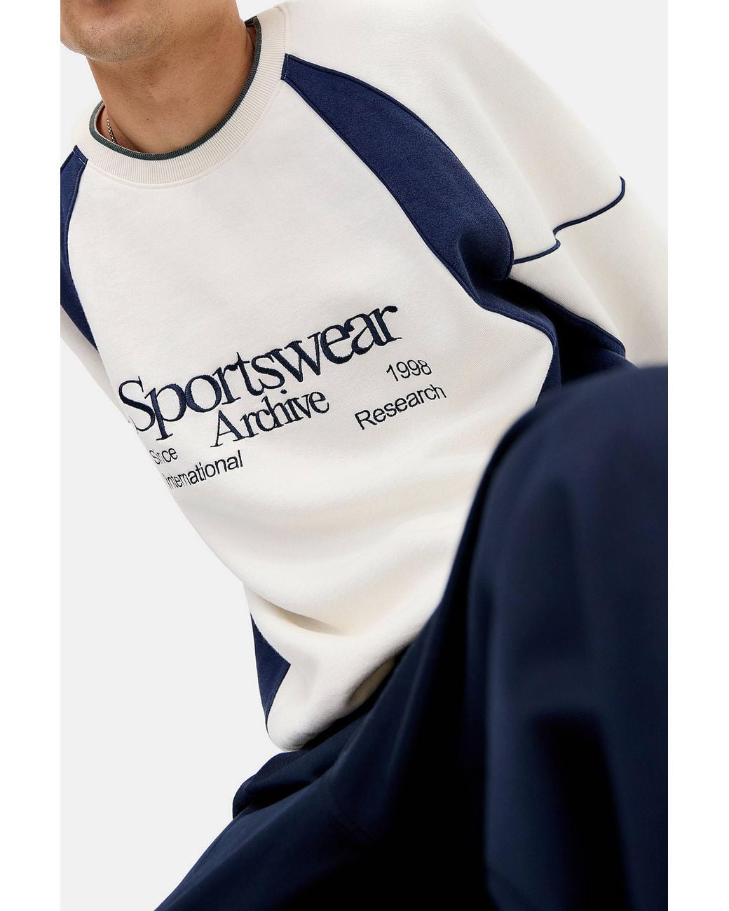 iets frans Blue Ecru & Navy Panel Sport Sweatshirt for men