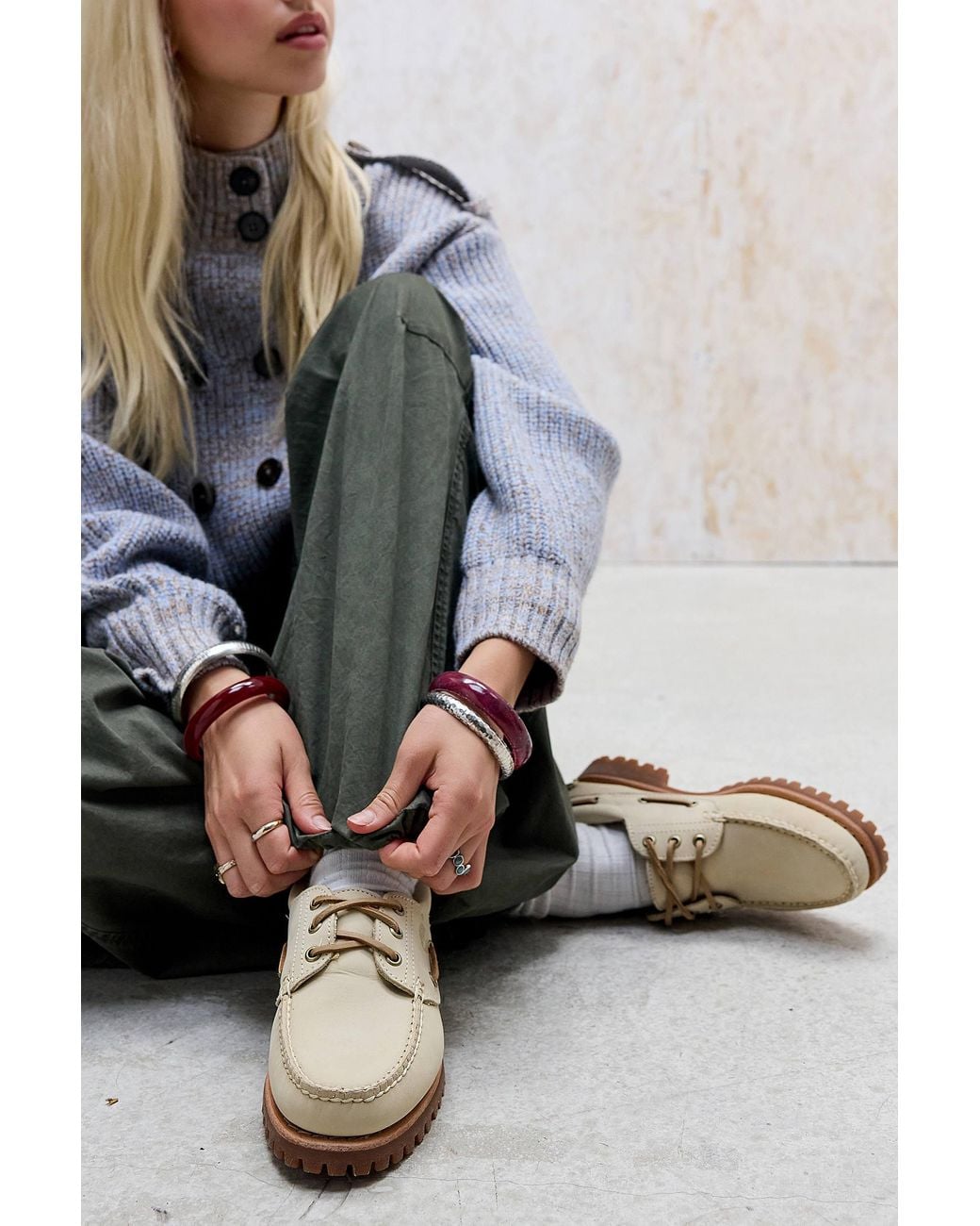 Timberland Gray Off White Noreen Boat Shoes