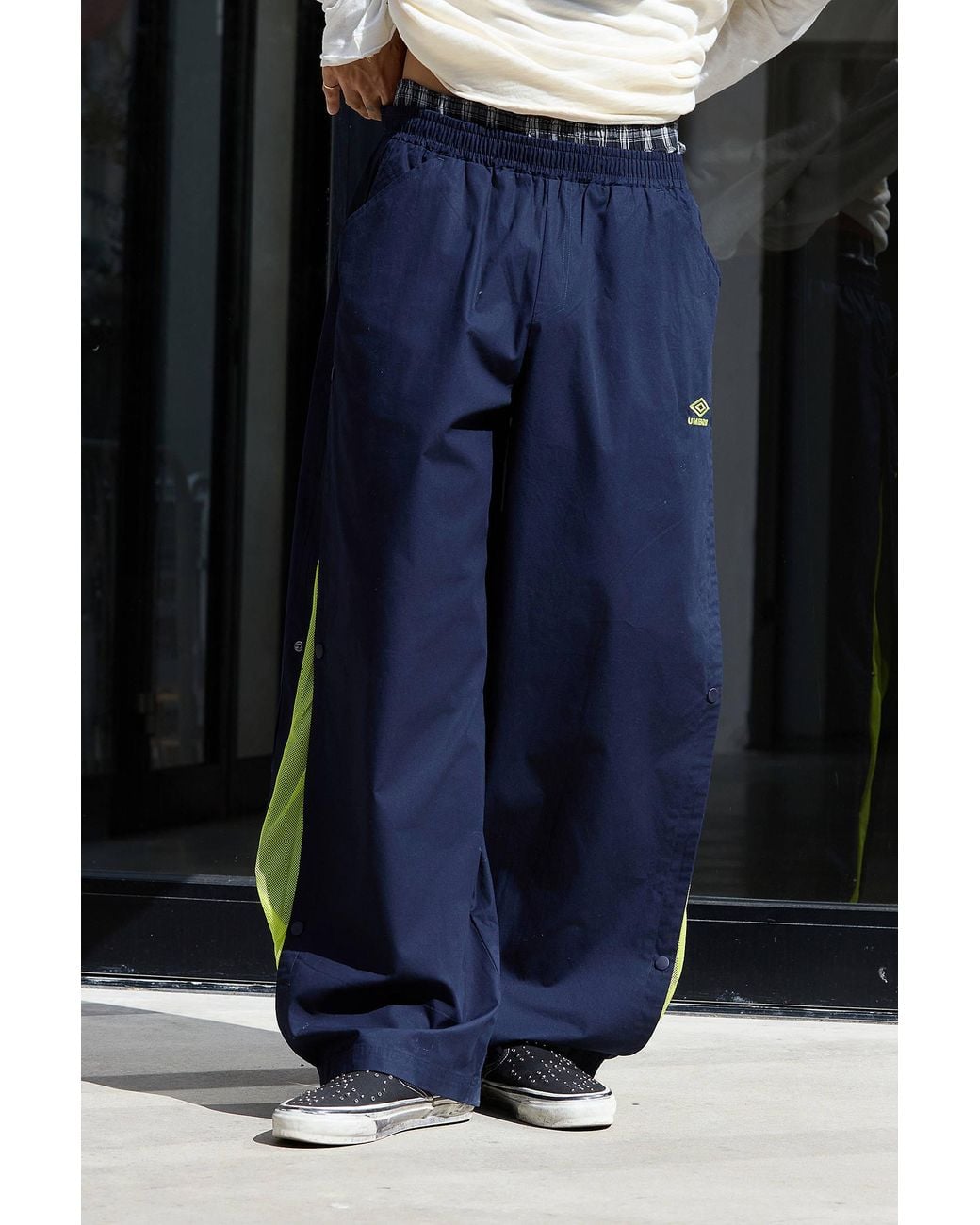 Umbro Blue Uo Exclusive Navy & Green Mesh Track Pants for men