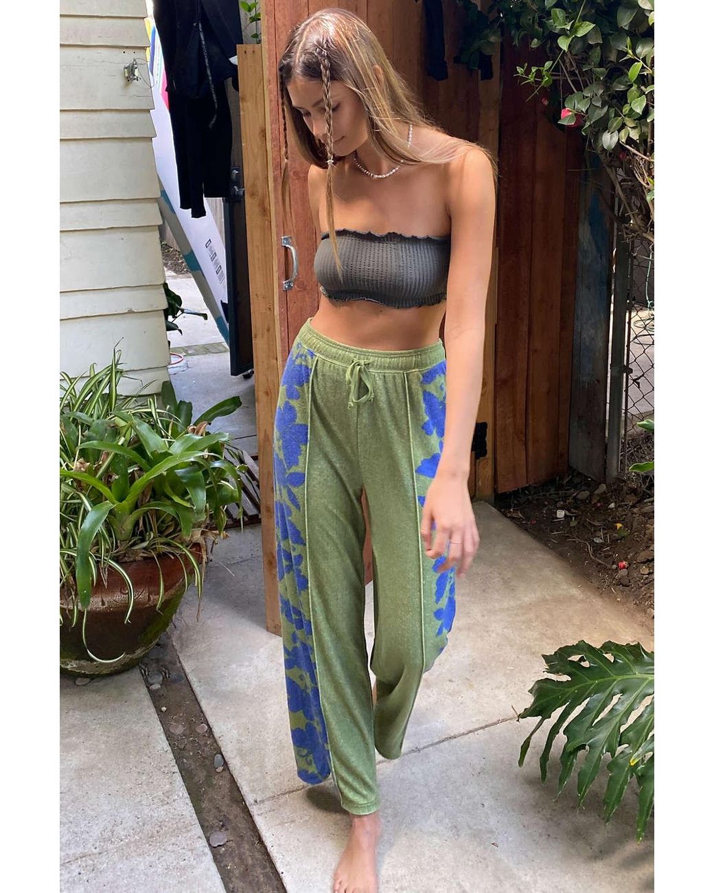 Out From Under Valtina Butterfly Terry Track Pant in Green