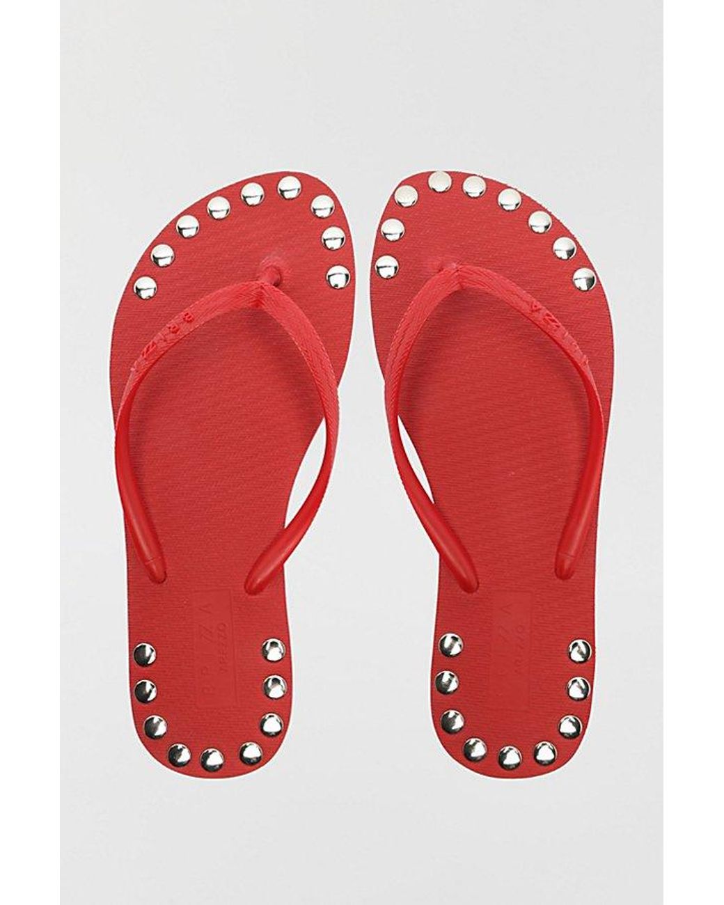 Brizza Arezzo Red Studded Thong Sandals