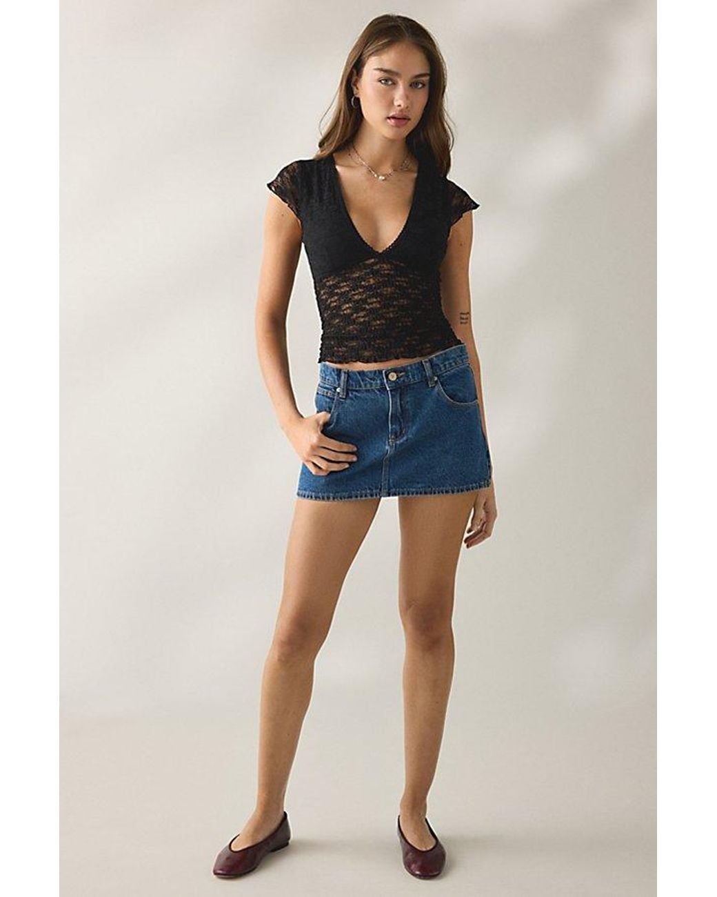 Kimchi Blue Blue Only You Sheer Lace Smocked Short Sleeve Top