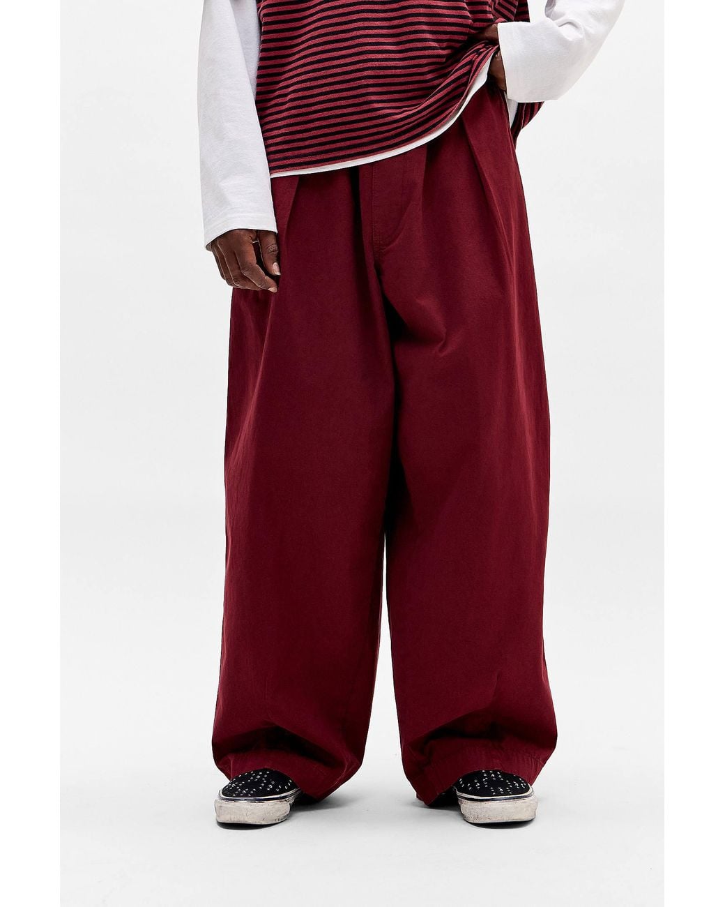 BDG Red Bobbi Baggy Cocoon Trousers for men