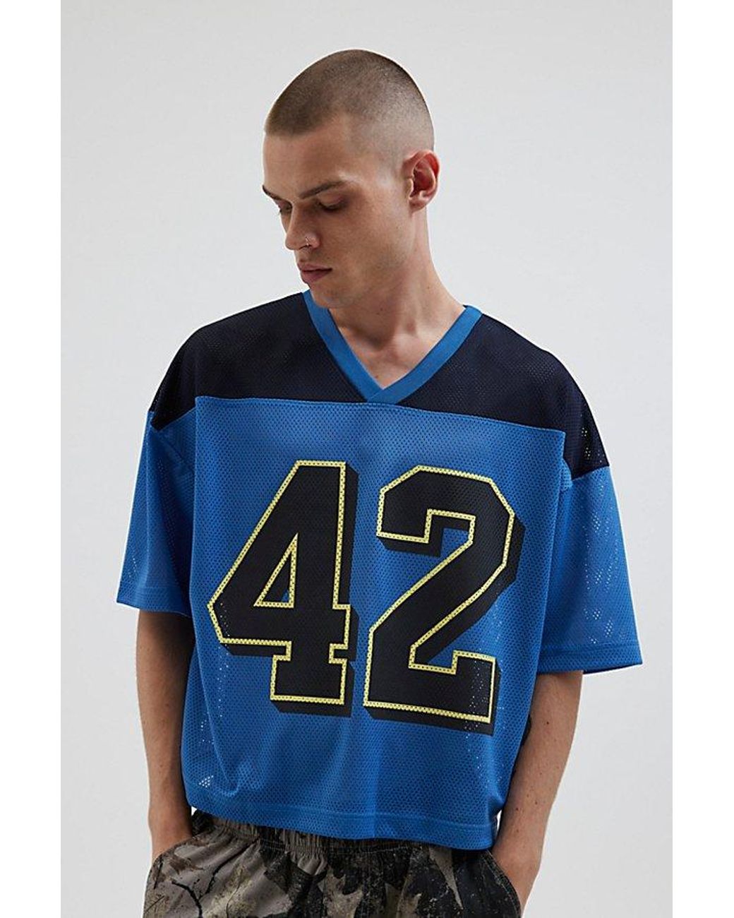 Urban Outfitters Mesh Football Jersey Tee in Blue for Men | Lyst