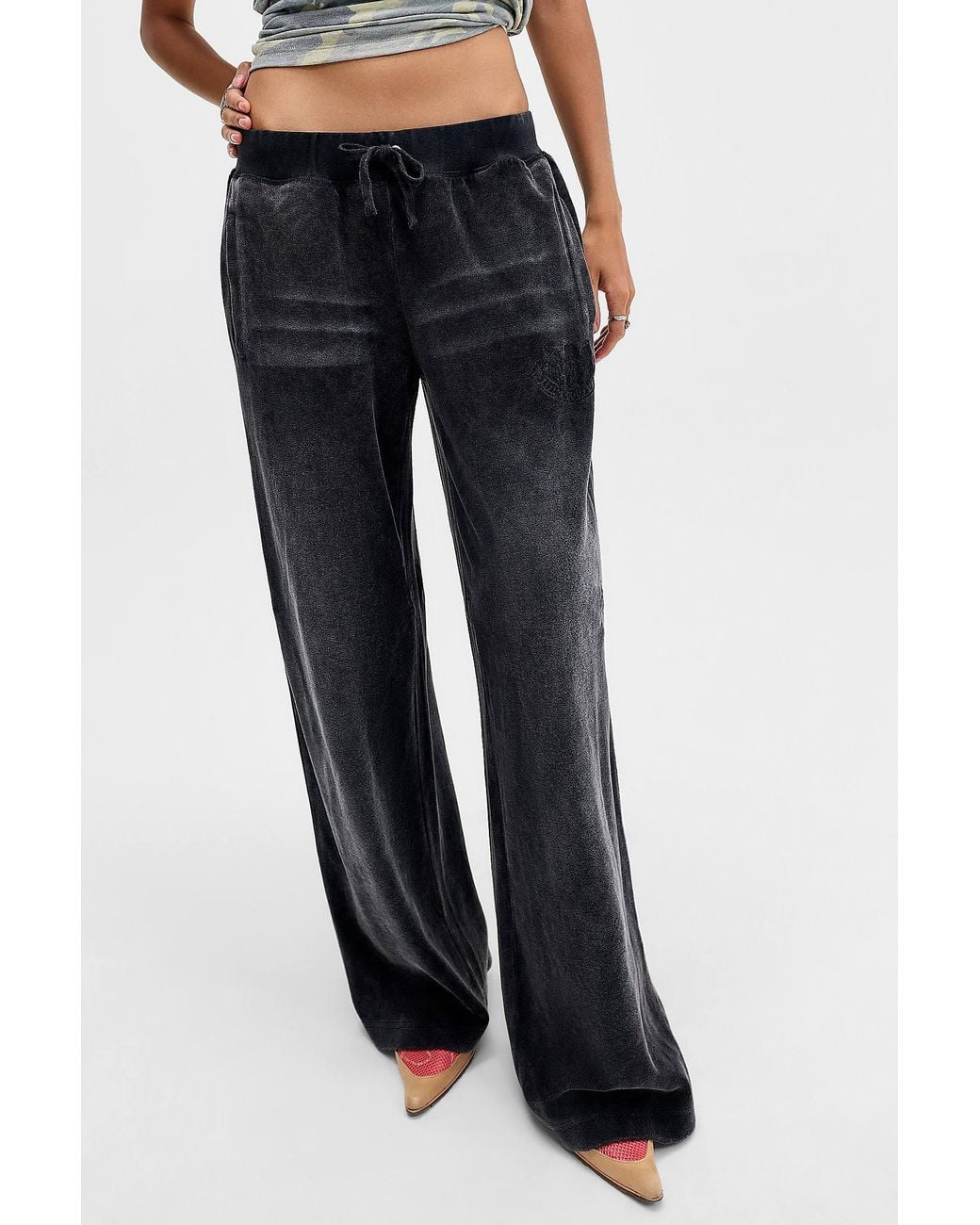 Juicy Couture Blue Uo Exclusive Ida Washed Velour Track Pants