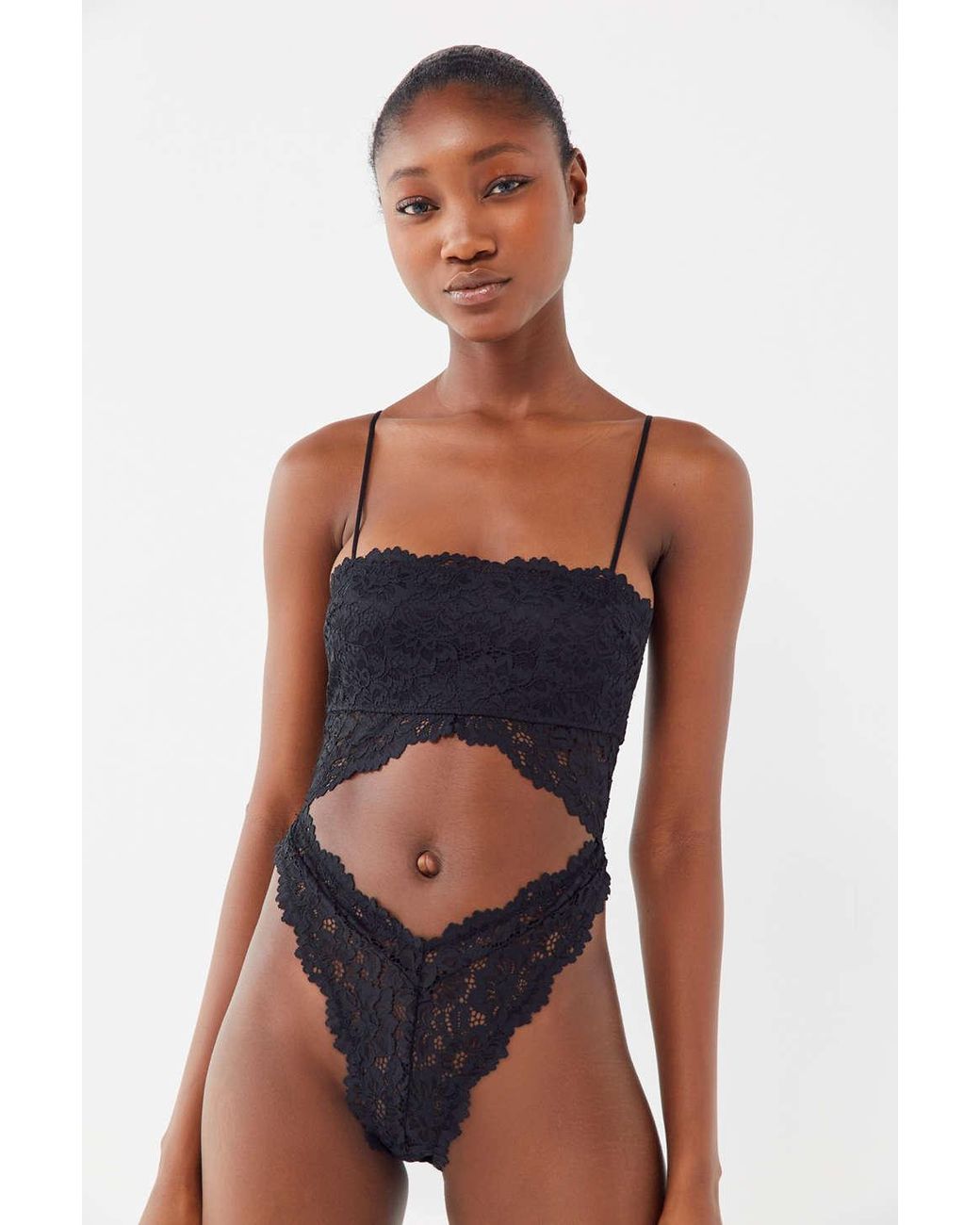 Out From Under Magnolia Lace Cutout Bodysuit in Black