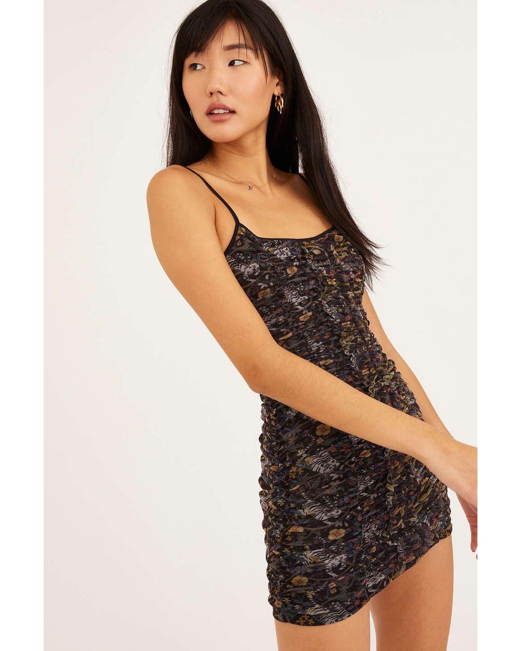 Urban Outfitters Uo Tegan Mesh Bodycon Mini Dress in Brown | Lyst