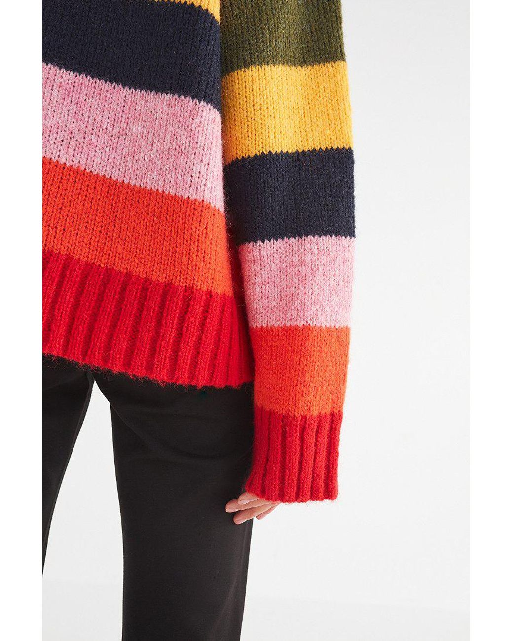 Uo kari rainbow top striped oversized sweater
