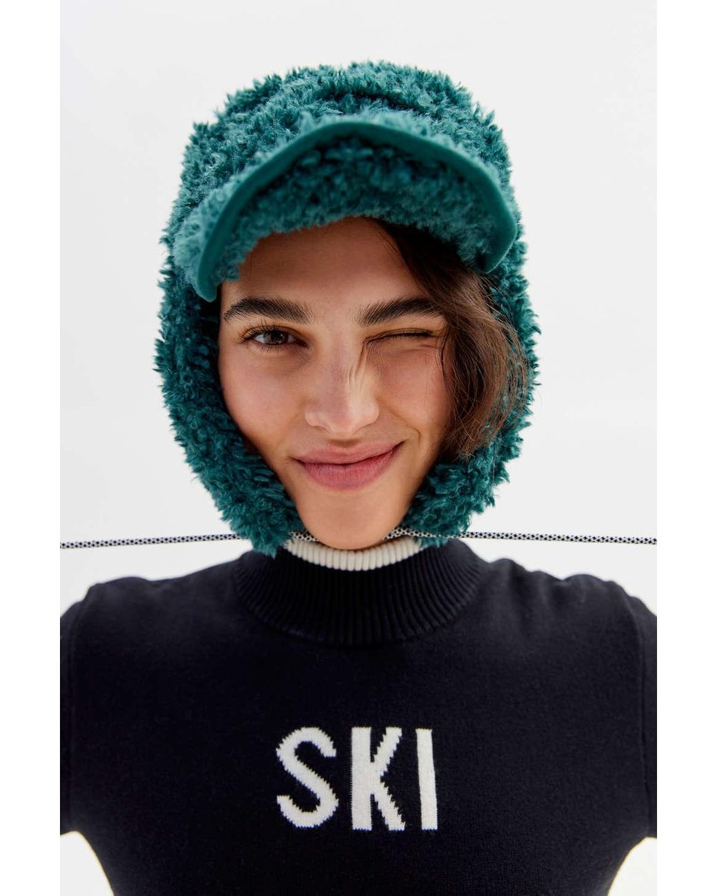 Kangol Faux Shearling Utility Flat Cap Trapper Hat in Green Lyst