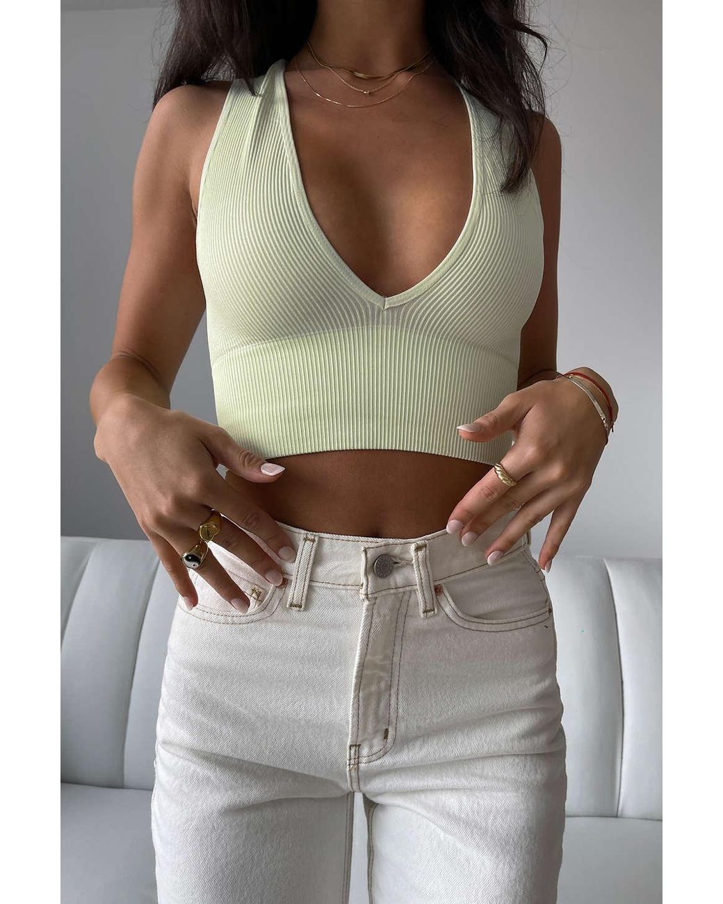 Out From Under Hailey Plunging Bra Top in Green | Lyst
