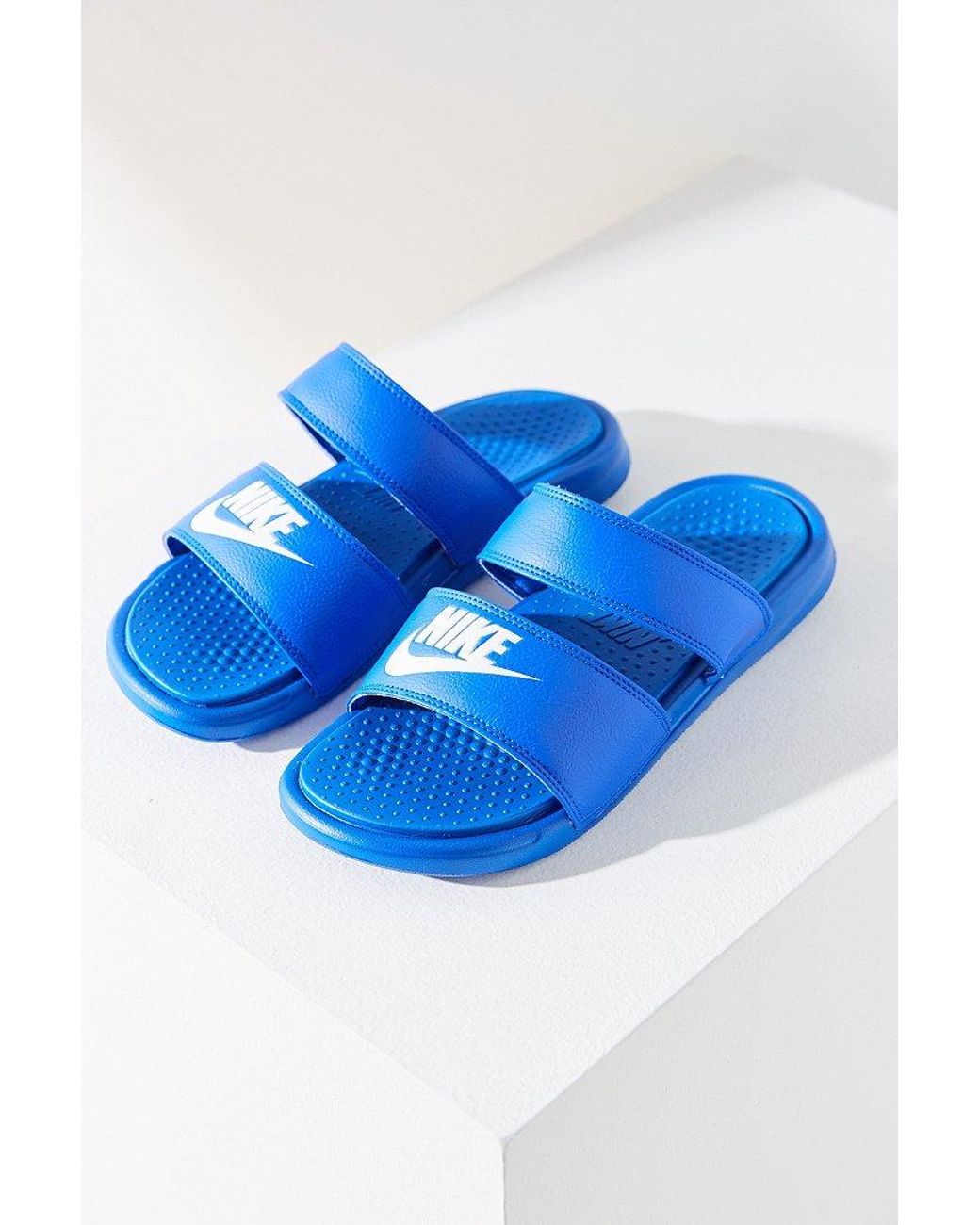 Nike Leather Benassi Duo Ultra Slide in Blue | Lyst