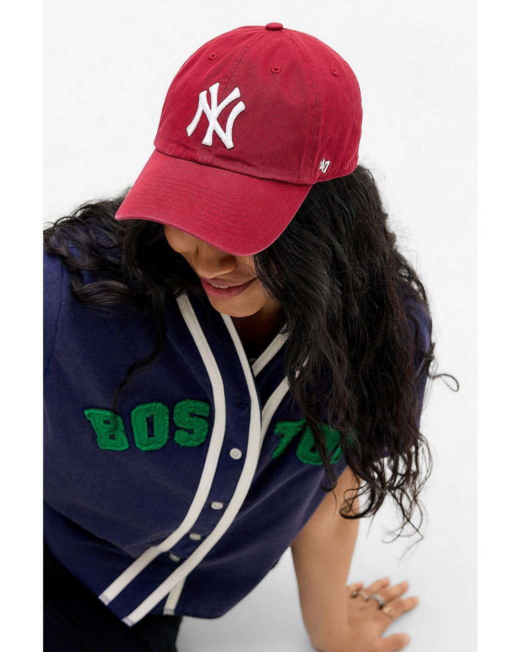 '47 Red Ny Yankees Clean Up Cap