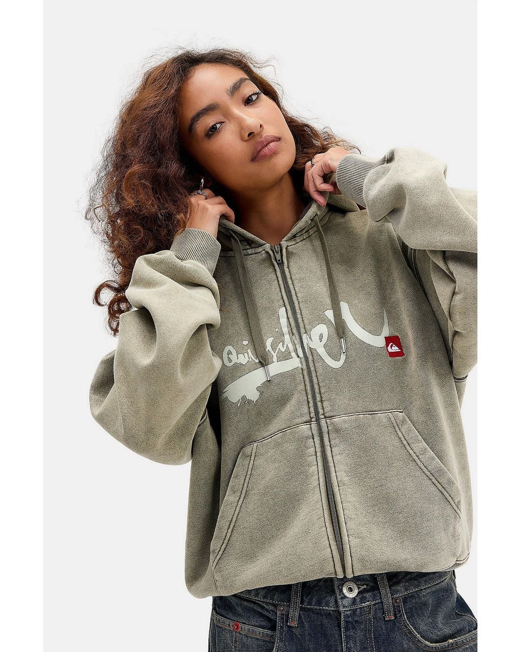 Quiksilver Green Uo Exclusive Khaki Zip-through Hoodie