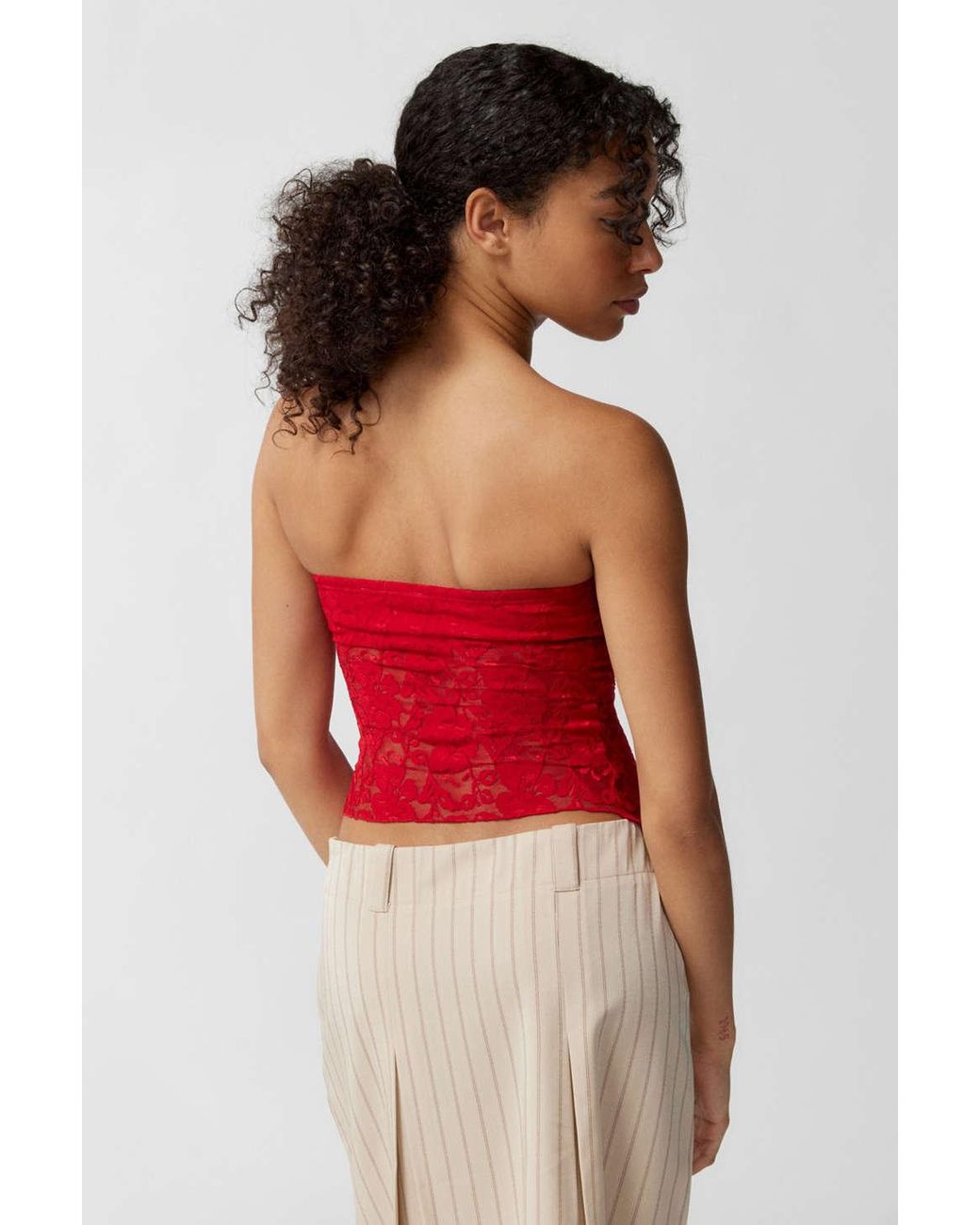 Urban Renewal Remnants Witchy Lace Tube Top in Red | Lyst