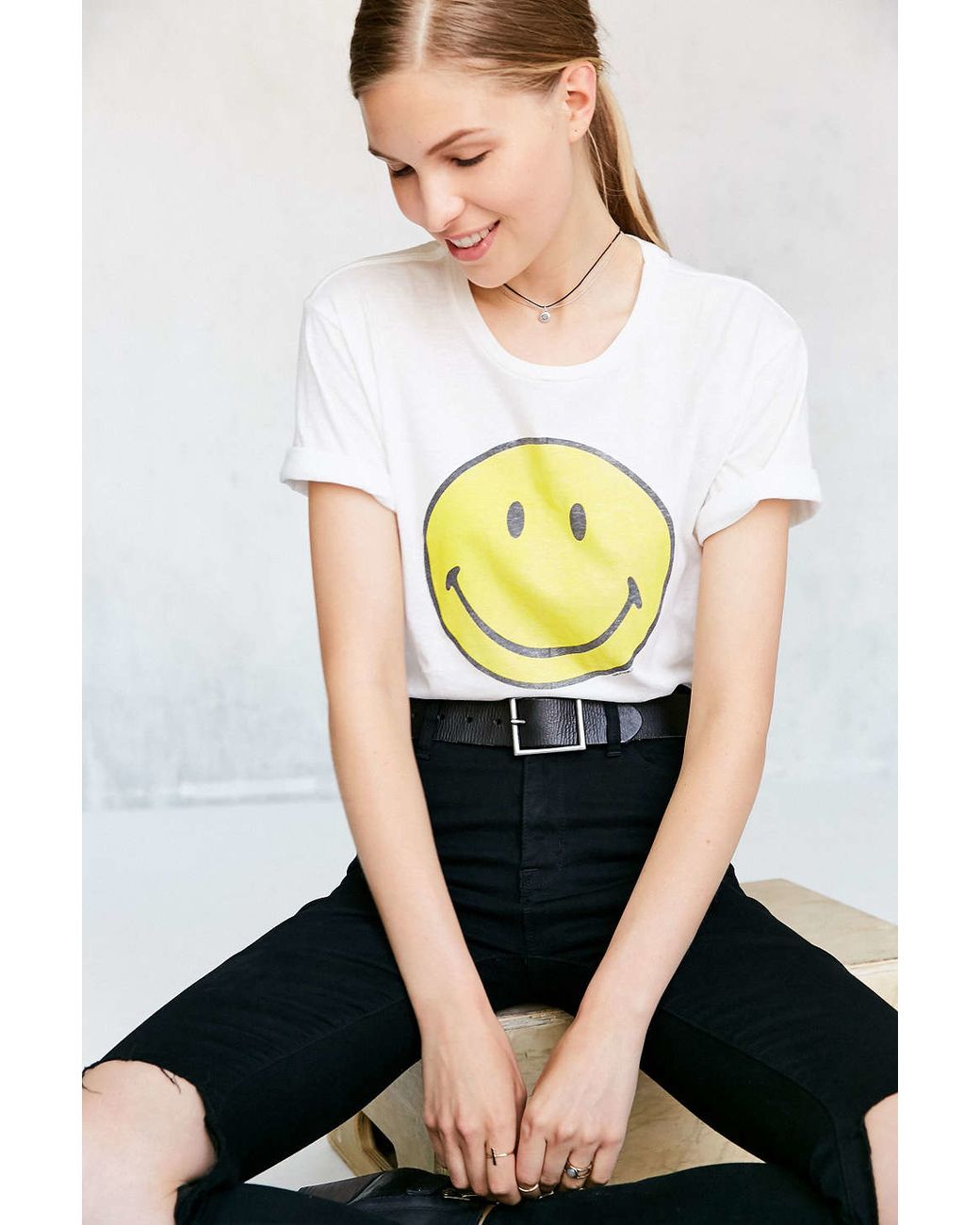 Urban Outfitters Smiley Face Tee in White | Lyst