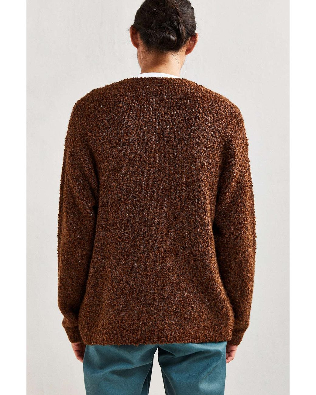 Urban Outfitters Uo Grandpa Boucle Cardigan in Brown for Men