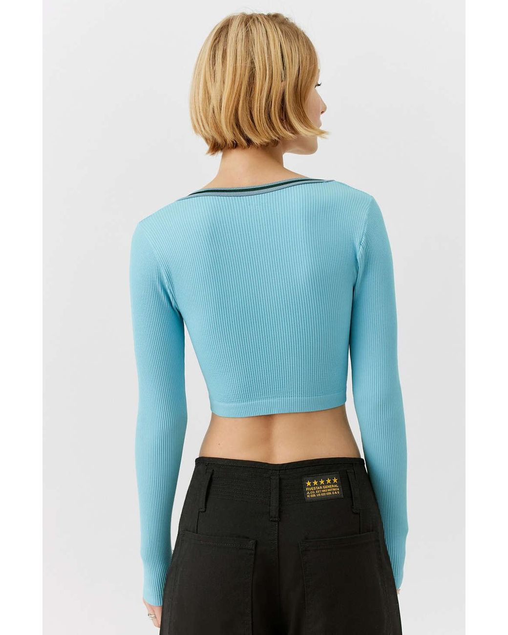 Out From Under Go For Gold Seamless Cropped Long Sleeve Top in Blue | Lyst