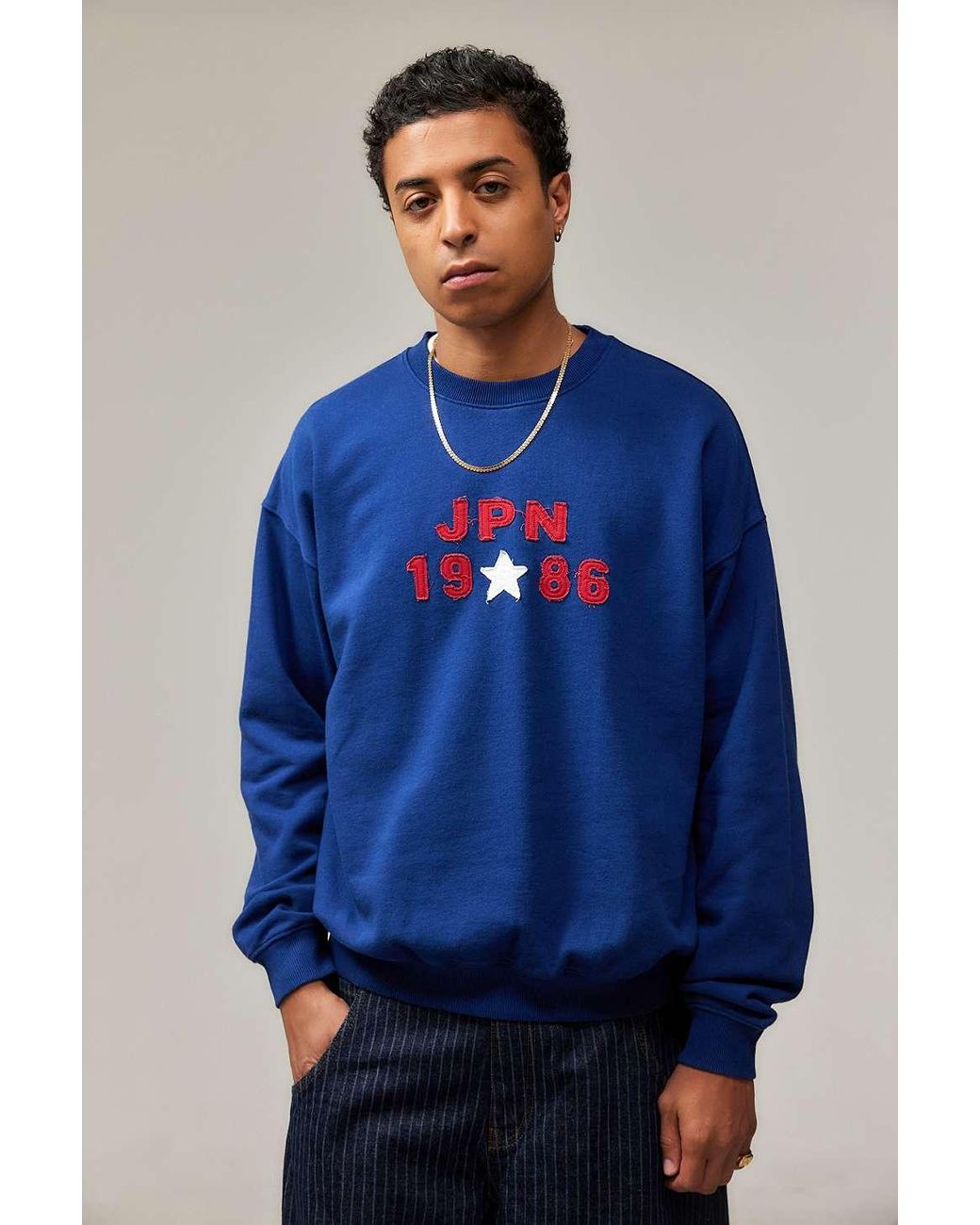 Urban Outfitters Uo Japan 1986 Applique Sweatshirt in Blue for Men