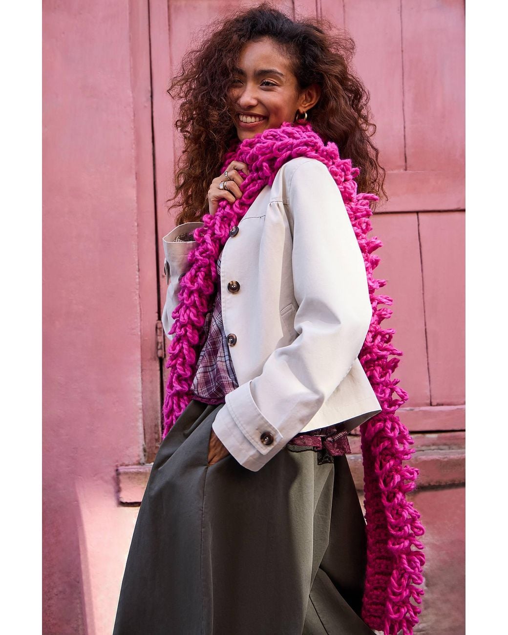 Urban Outfitters Pink Uo Margot Loop Scarf