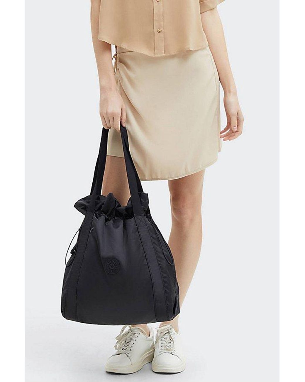 Kipling Black Elmar Nylon Cinched Tote Bag