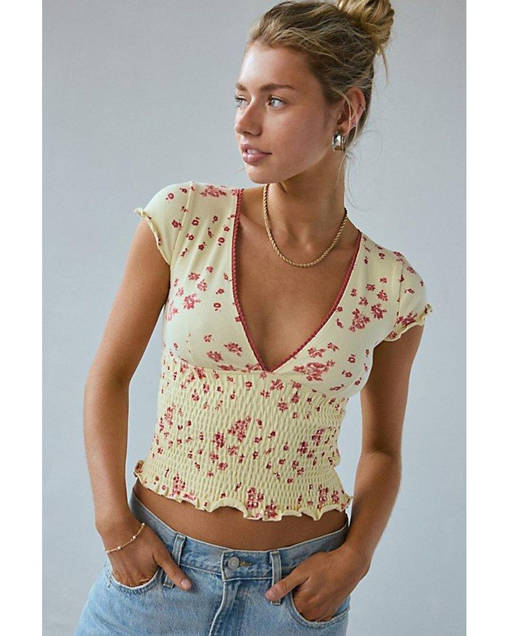 Kimchi Blue Only You Smocked Short Sleeve Top | Lyst