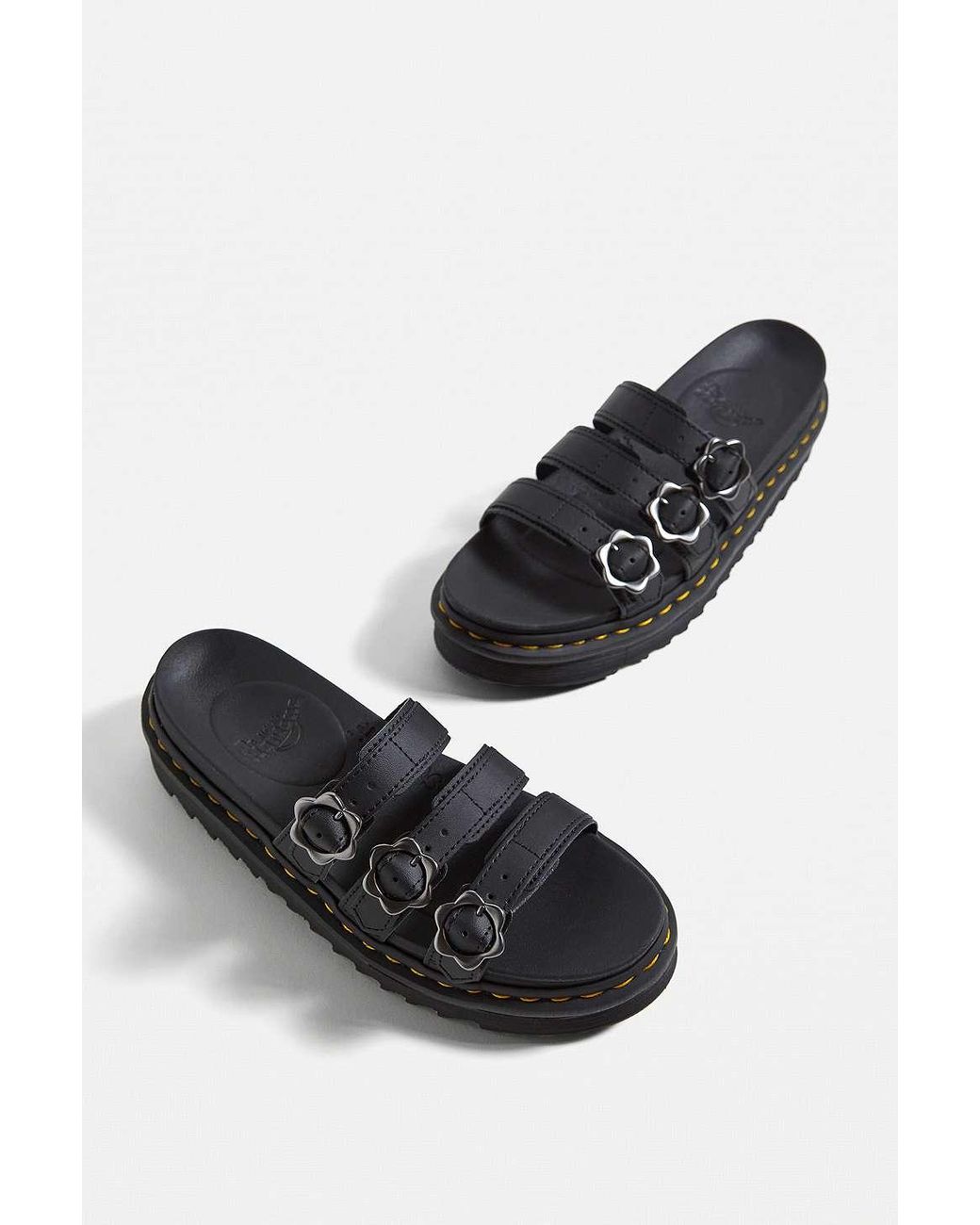 Martens Blaire Black Flower Slider Sandals Lyst UK