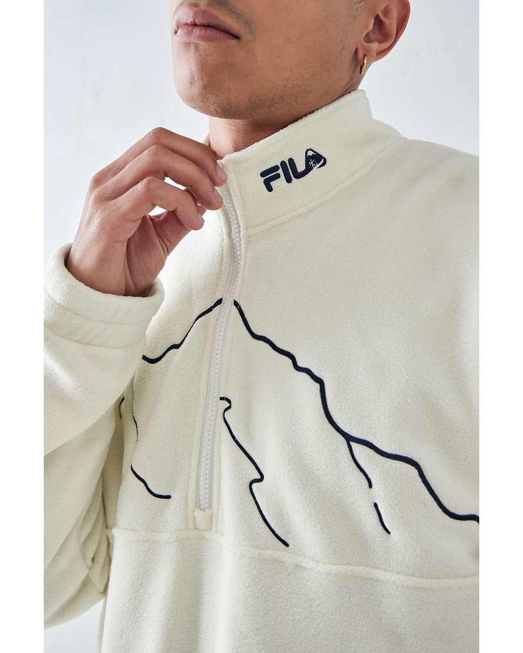 Fila Uo Exclusive Ecru Recardo Quarter zip Fleece Top in Grey
