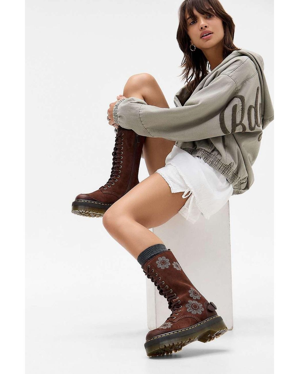 Martens Brown 1b99 Floral Suede Boots Lyst UK