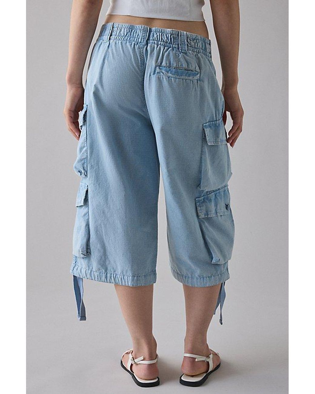 BDG Blue Omaha Mid-Rise Baggy Utility Jort