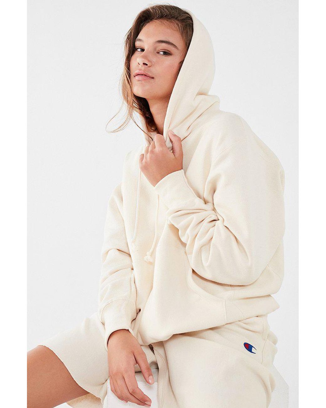 Champion & Uo Cream Reverse Weave Hoodie in Natural | Lyst
