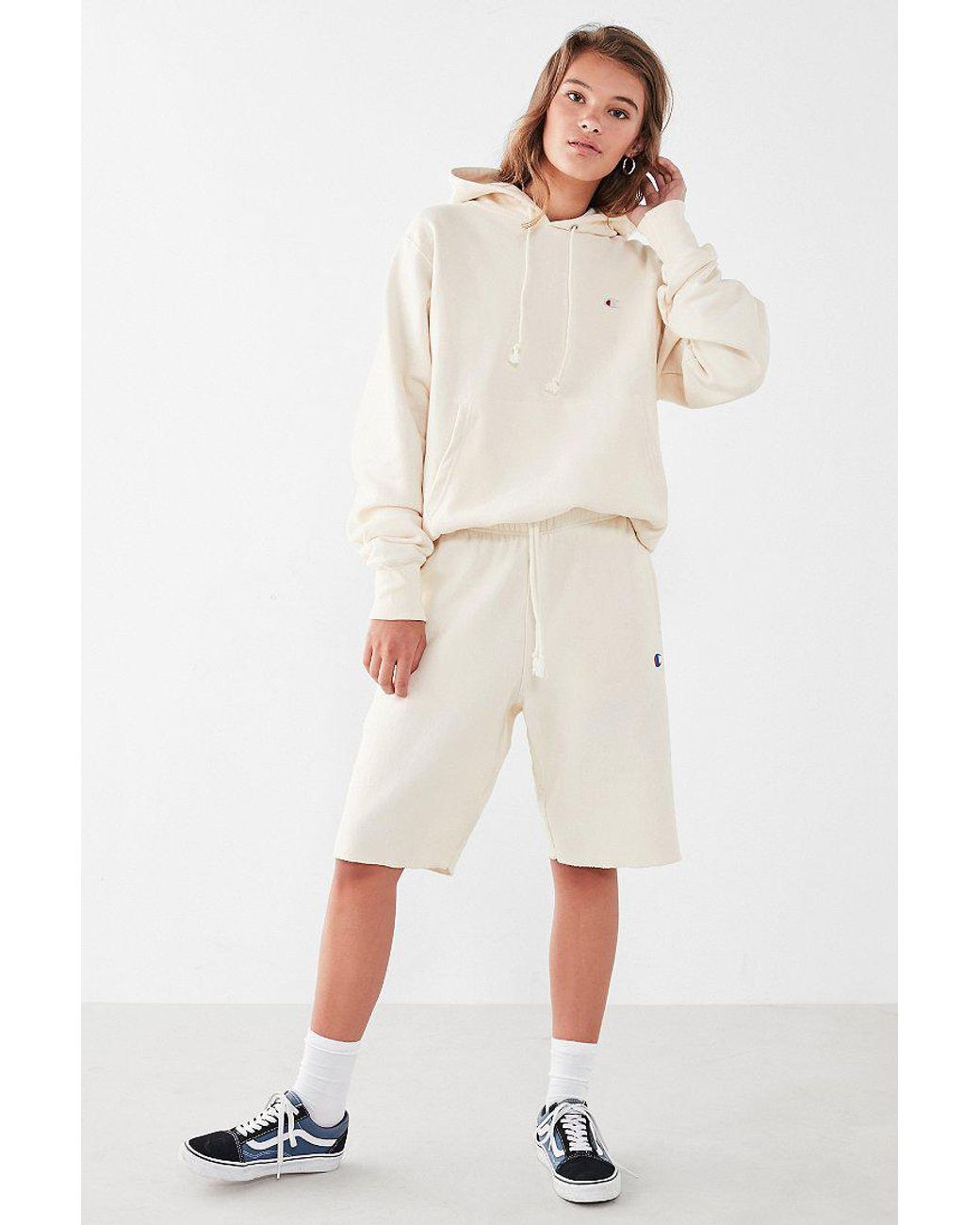 Champion & Uo Cream Reverse Weave Hoodie in Natural | Lyst