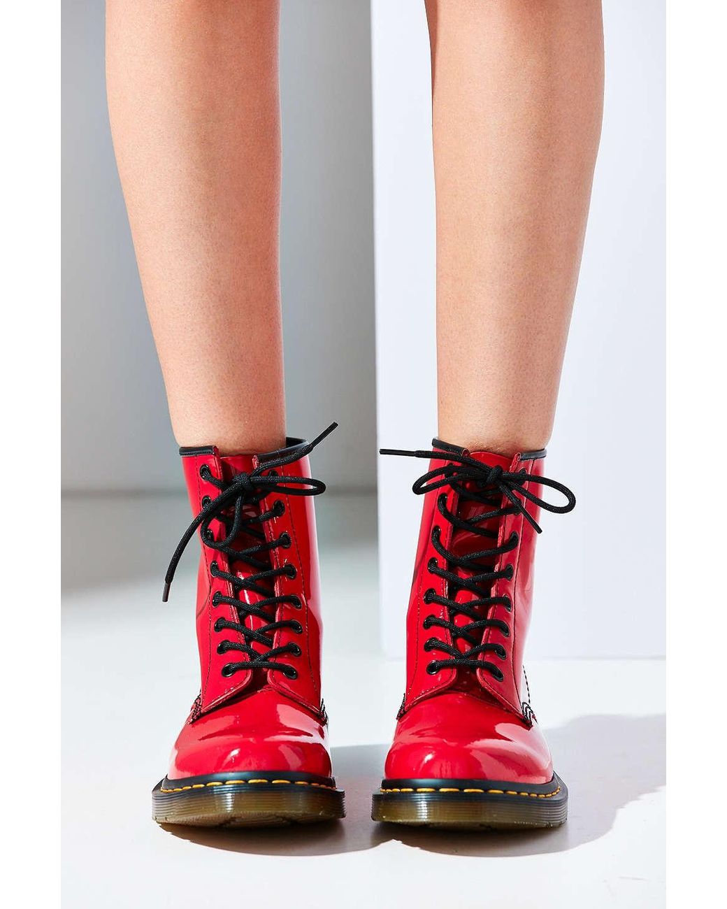 Dr. Martens 1460 Patent Leather Boot in Red | Lyst