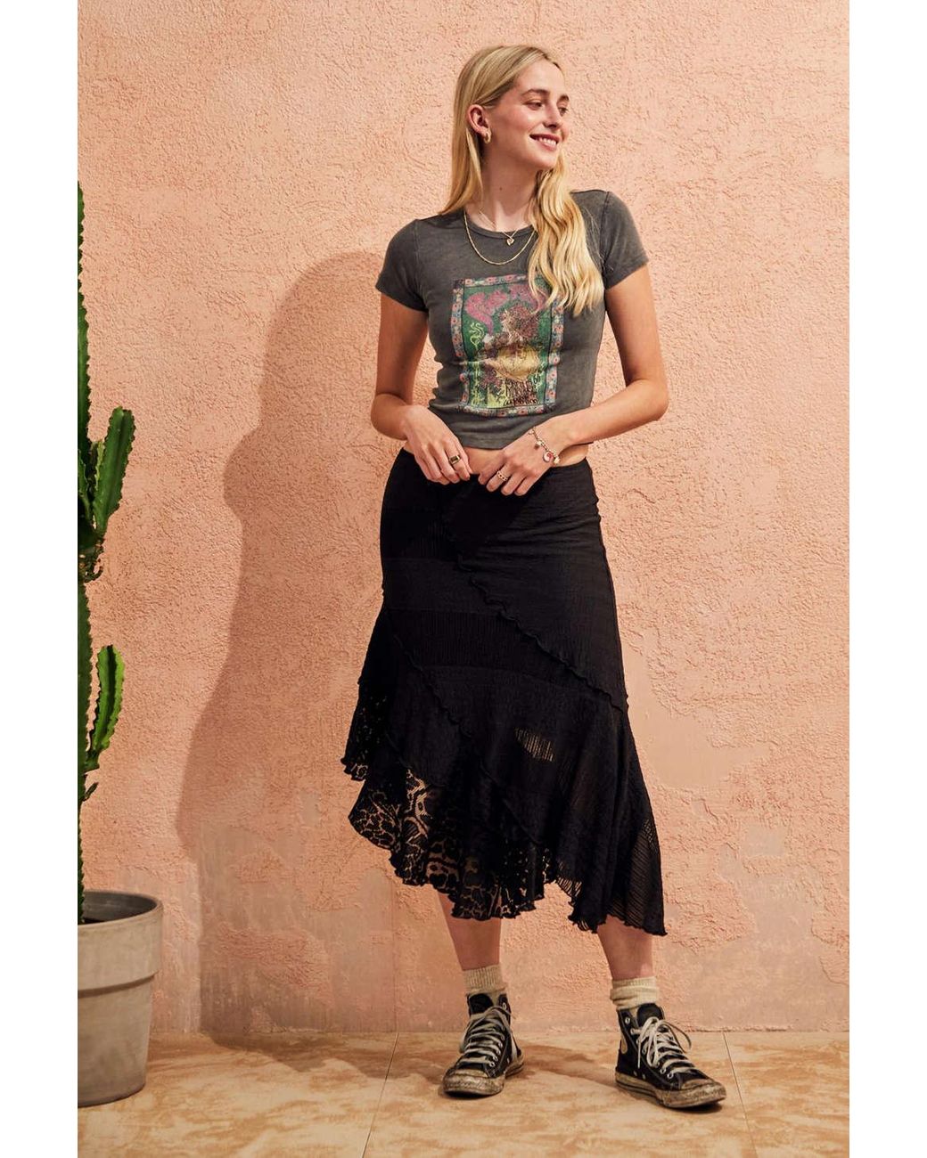 Black midi skirt urban outfitters hot sale