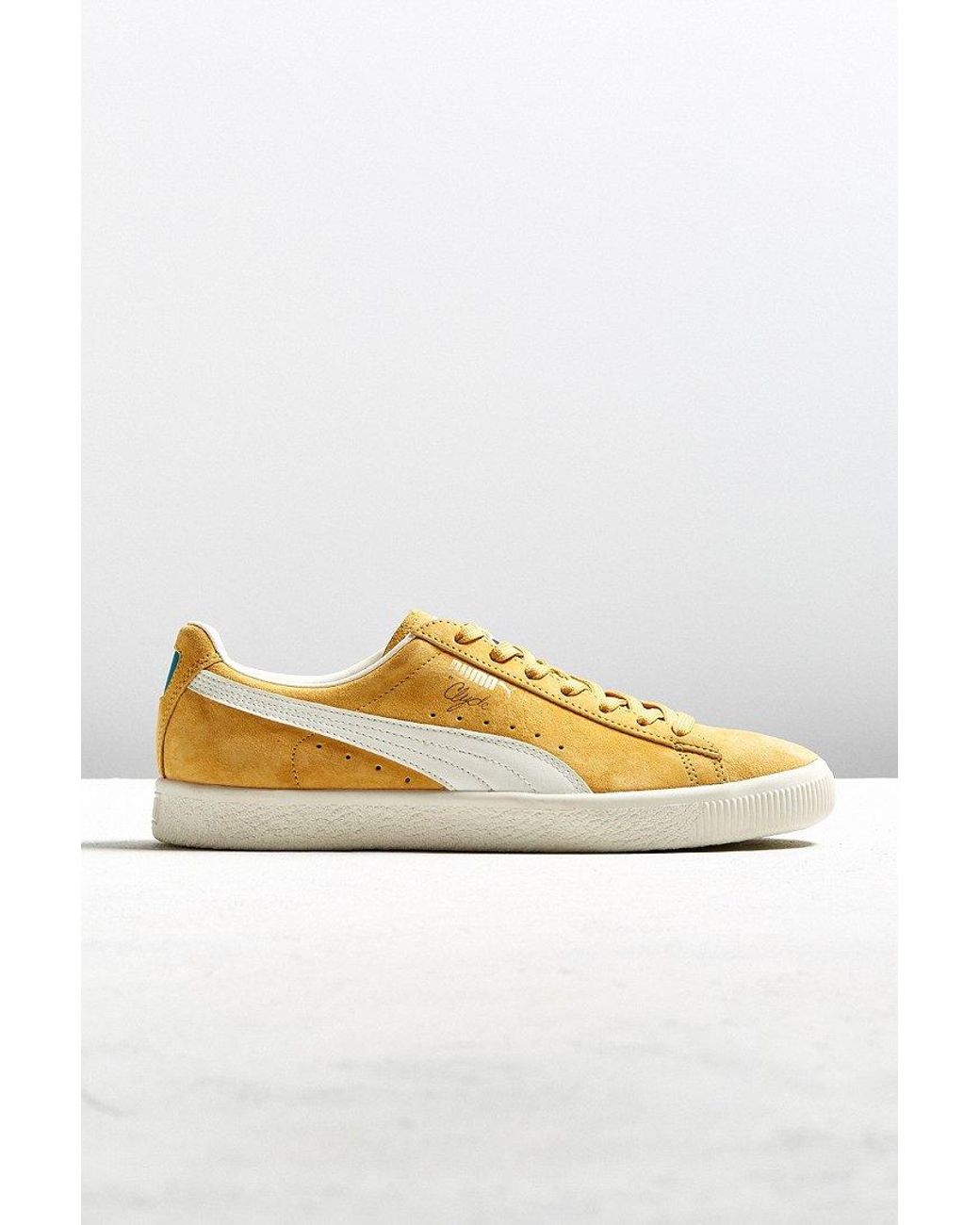PUMA Suede Clyde Premium Core Sneaker in Yellow for Men | Lyst