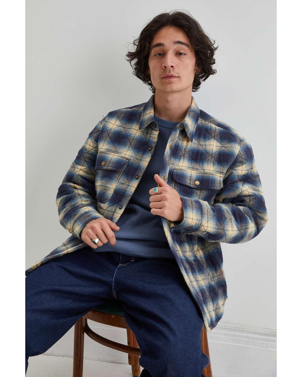 BDG Brushed Plaid Quilted Shirt Jacket 