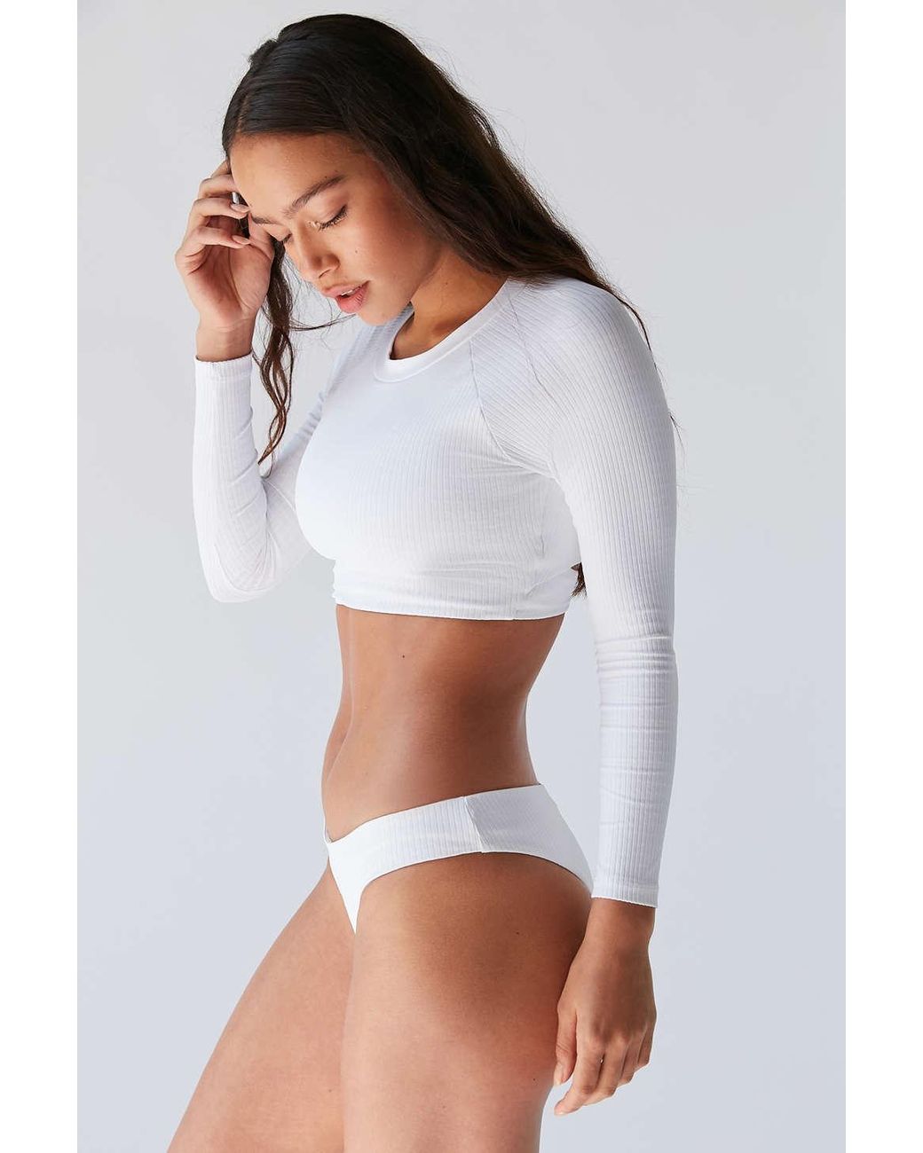 White long sleeve bikini best sale top