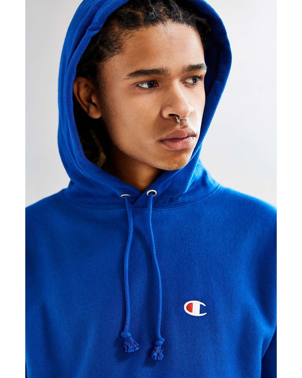 Champion Cotton Reverse Weave Hoodie Sweatshirt in Blue for Men | Lyst