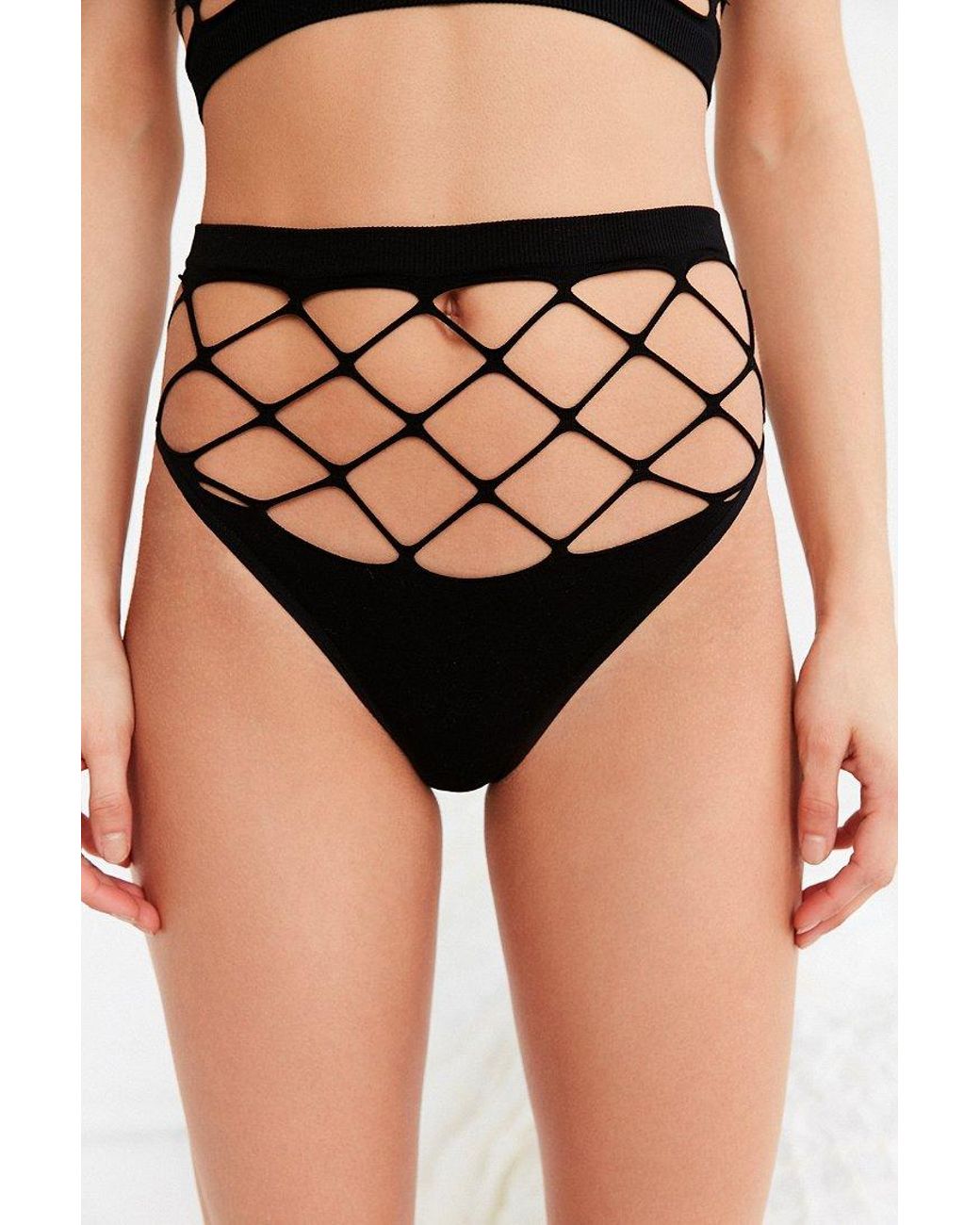 Out From Under Exploded Fishnet High-waisted Panty in Black